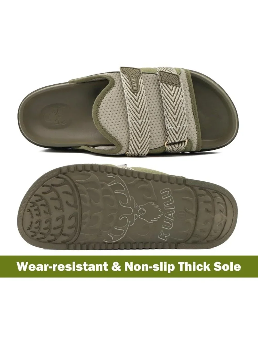 Men's Green Orthotic Arch Support Fabric Ultra Soft Comfort Fit Slipper Shoes